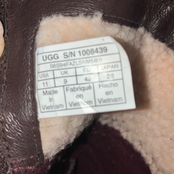 UGG Simmens Stout Leather Wool Sherpa Fur Lined Boots bootie Women Size 11 UGGS - Picture 5 of 8